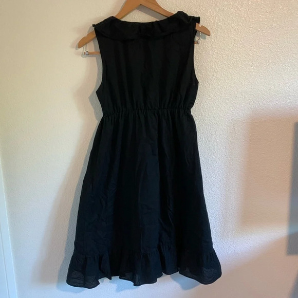 100% COTTON Gap Ruffled Dress Black Sz 8 | midi | feminine | little black dress - Picture 3 of 8